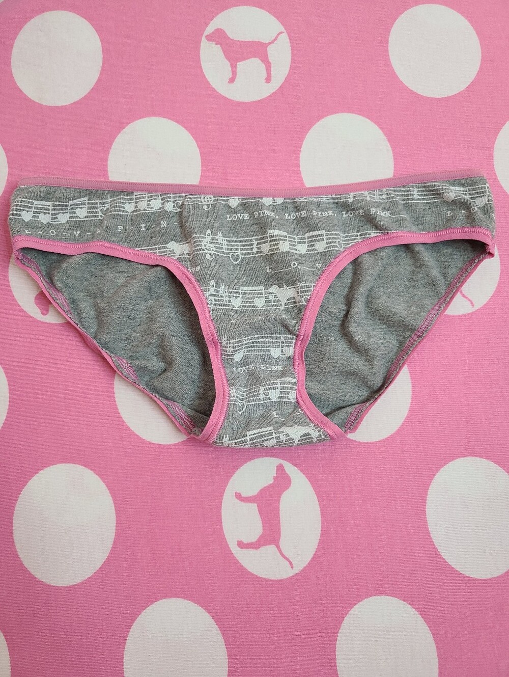 Rare VTG VS PINK Extra Low Rise Music Graphic Cotton Bikini Panty Size Sm